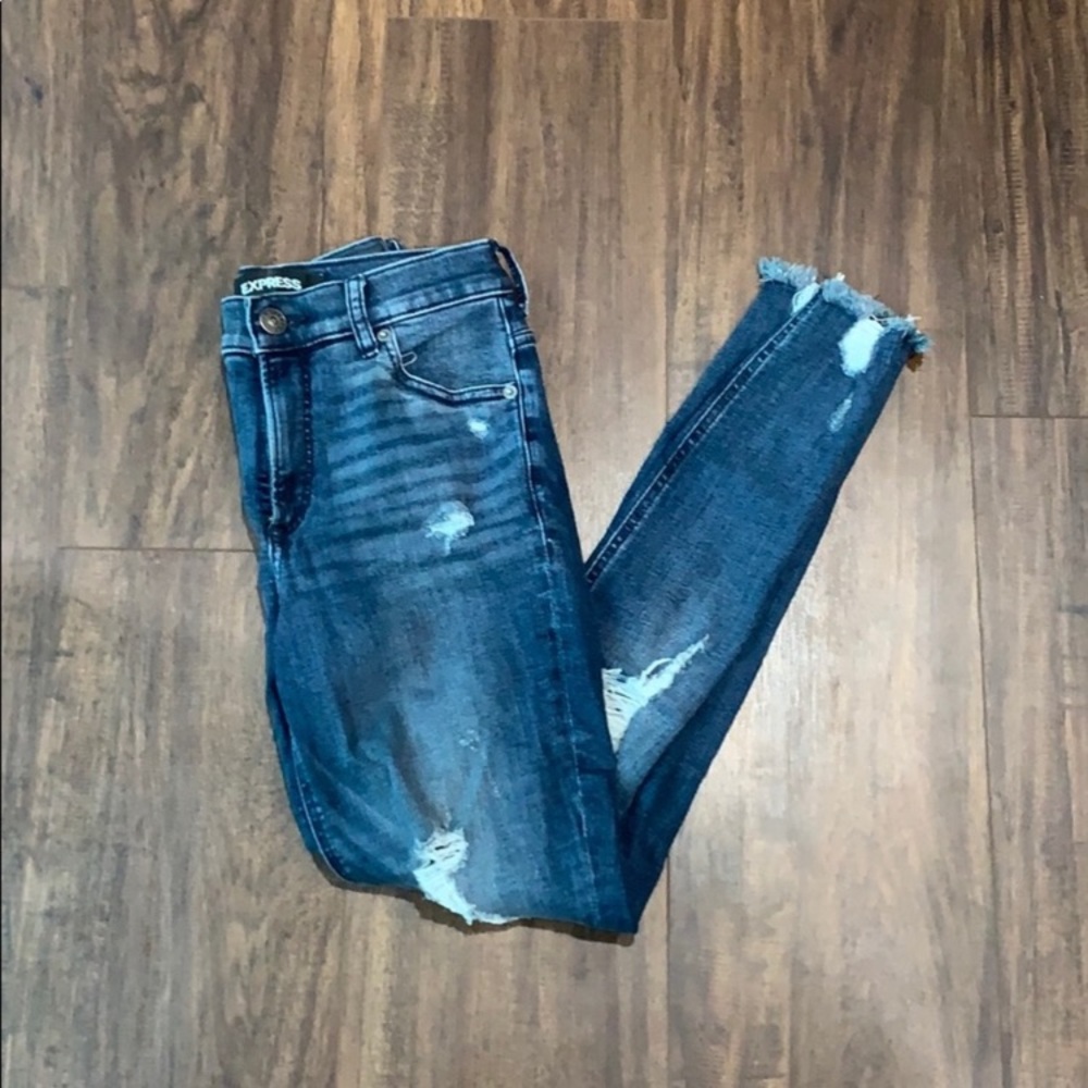 Express High Waist Skinny Distressed Ankle Jeans